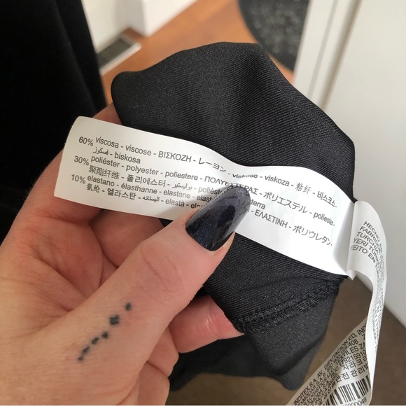 Zara dress with belt 🖤 midi length v neck kimono sleeve straight cut 🖤 black L - Picture 16 of 16